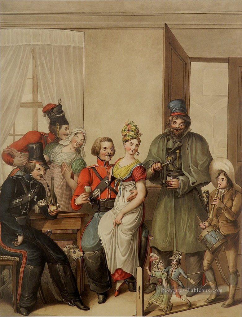 Cosaques à Paris 1814 la caricature de Georg Emanuel Opiz Peintures à l'huile